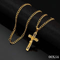 Gold Jesus Christus Kreuz Halskette Titanstahlkette,0