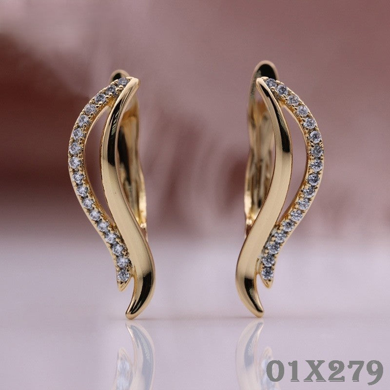 Luxus Damen Ohrringe weibliche 585 rose gold MikroZirkon geometrische Ohrringe6