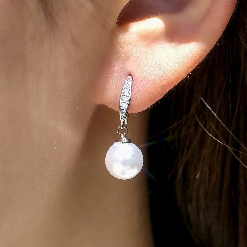 Damen Ohrringe 925 Silber versilbert. Frauen Ohrringe Zirkonia Ohrhänger Perle9
