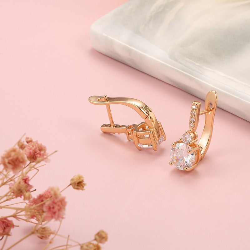 Luxus Damen Ohrringe 585RG Rosé Gold Zirkon ohrringe ohrringe weibliche mode tem11