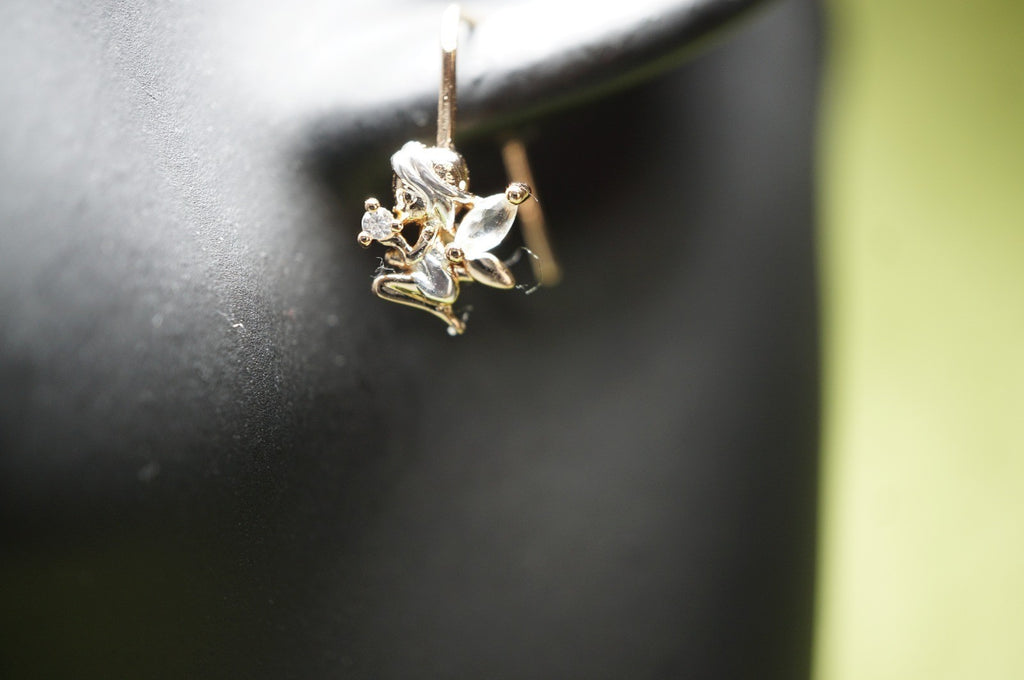 Baby-Engel-Ohrringe mit Drahthaken in zweifarbiger Vergoldung (vergoldet)1