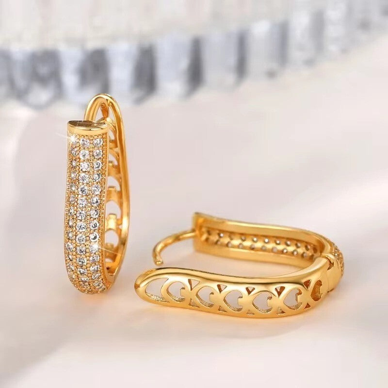 Luxus Ohrringe Creolen Zirkonia Kristallen Gold 14K vergoldet bunt4