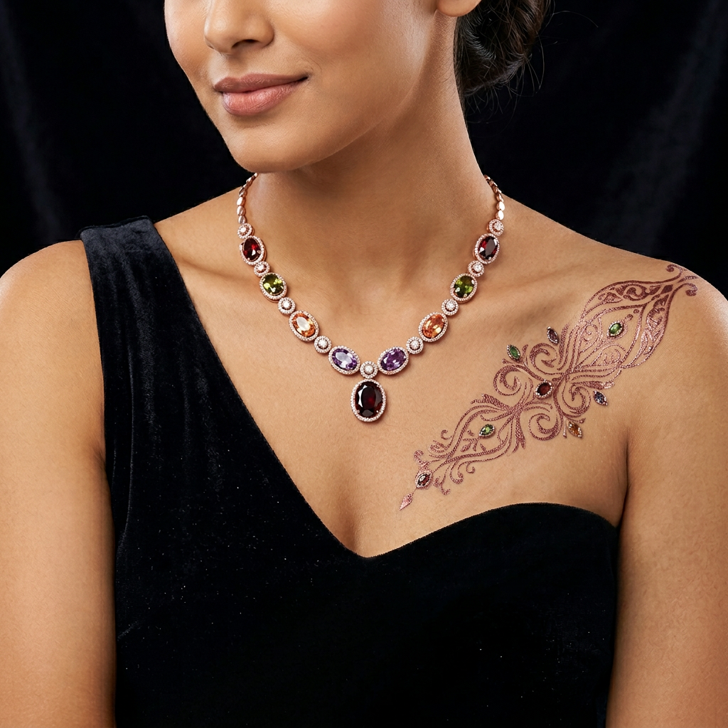 Statement Schmuck-Set 2-Teilig Massiv 18K Roségold vergoldet Collier Armband3