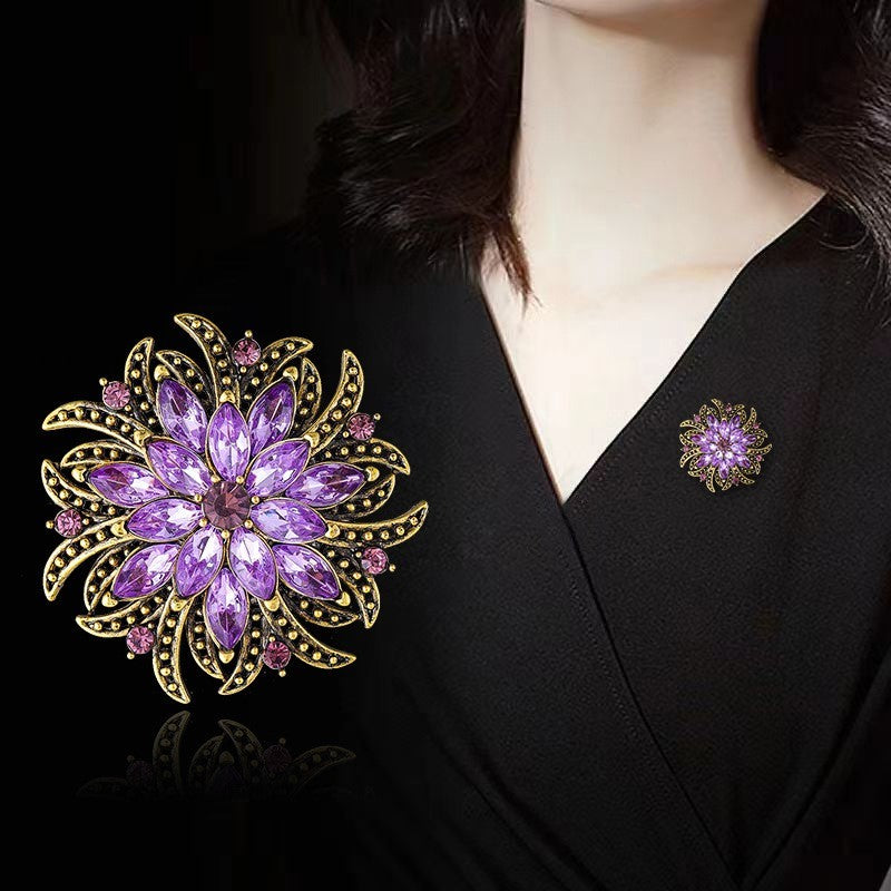 Damen Brosche Blumen Kristallglas Luxus elegant für Anzugjacke Schmuck3