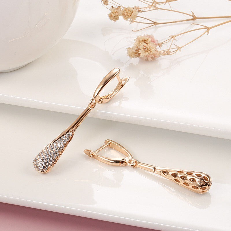 Luxus Damen Ohrringe 585 Roségold vergoldet Kristall Design Geschenk3
