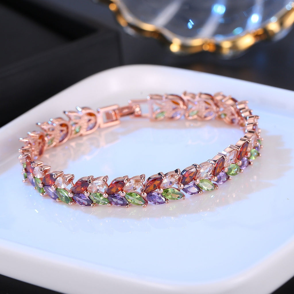 Luxus Damen  Kristall Tennis  Armband Schmetterling   Echt Rose Gold vergoltet3