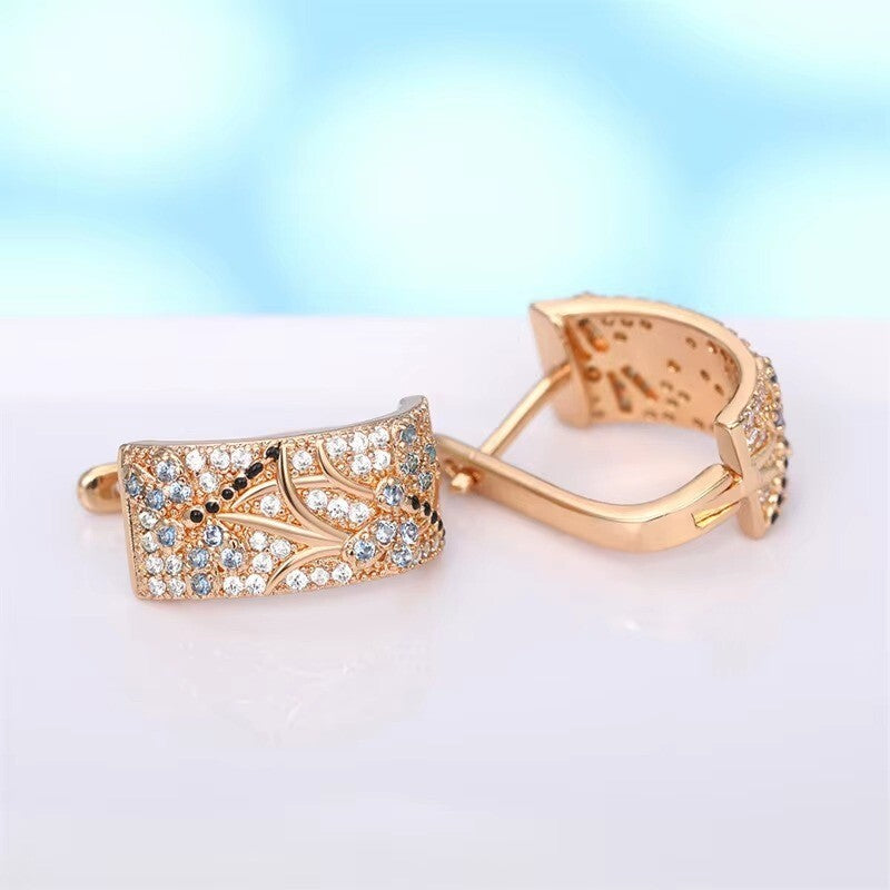 Luxus Damen Creole Ohrringe Zirkonia Kristalle Design 18K vergoldet Hochzeits3