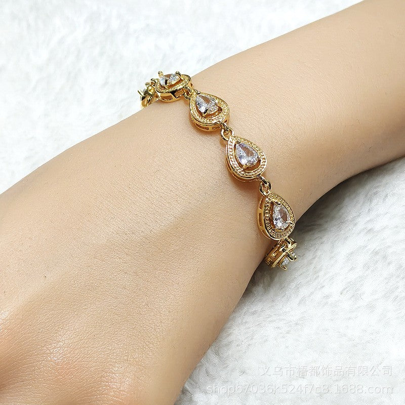 Damen Armband Zirkon mit tropfenförmigem Verschluss, elegant und luxuriös, mit r4