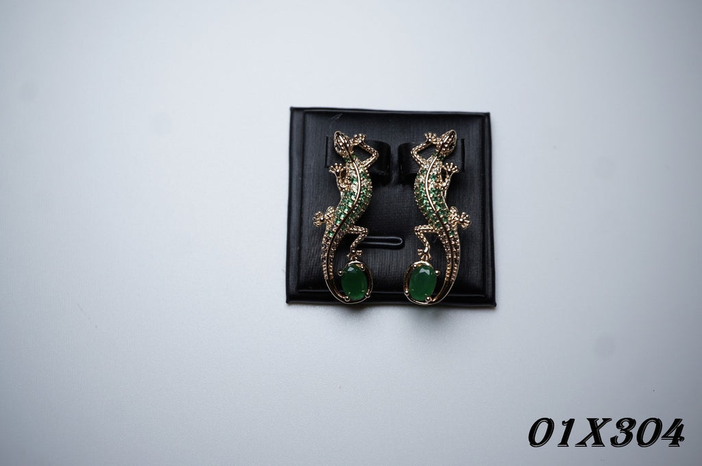 Damen Ohrringe 585 Rosegold Chamäleon-Cluster aus smaragdgrünen Zirkonia in luxu23