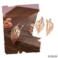 Luxus Damen Blatt Ohrringe 585 Roségold Ohrringe in kaltem Stil einfache0