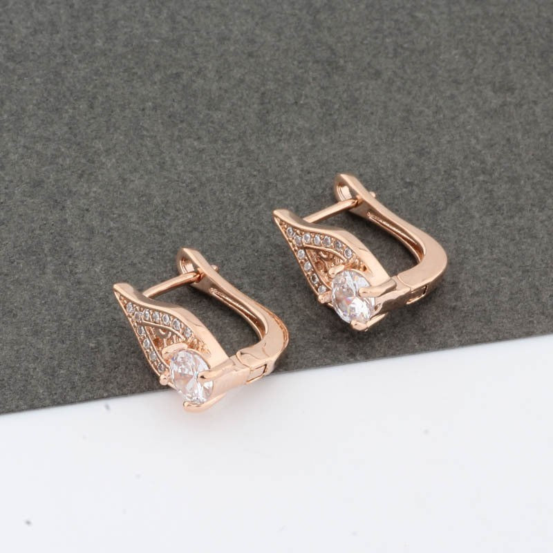 Luxus Ohrringe Roségold für Damen, ZirkonOhrringe für festliche Anlässe,Schmuck7