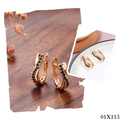 Luxus Damen Ohrringe Creolen Micro Intarsien Zirkon 585 RG Roségold überzogen0
