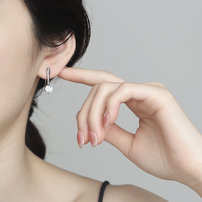 Ohrhaken 925 Sterlingsilber Ohrringe mit einem einzelnen 1 Karat ZirkonDiamant2