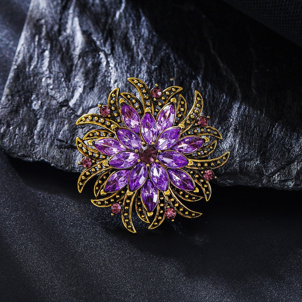 Damen Brosche Blumen Kristallglas Luxus elegant für Anzugjacke Schmuck0