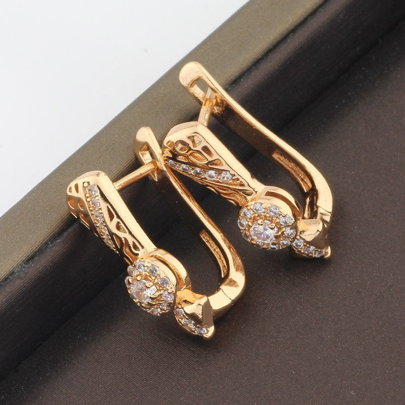Damen Ohrringe Gold ZirkoniaEinlage, Hochwertige, schlichte neues Design1