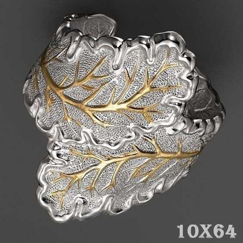 Damen Breiter Blatt Ring 925er versilber, GothicPunkBikerCocktailpartyStil10