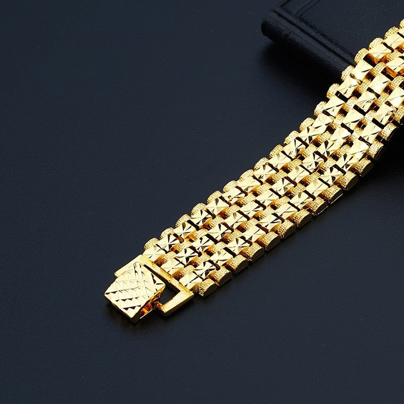 Luxus Armband Gold 19,3cm Damen Herren aus reinem Kupfer, vergoldet, Herrenuhrke1