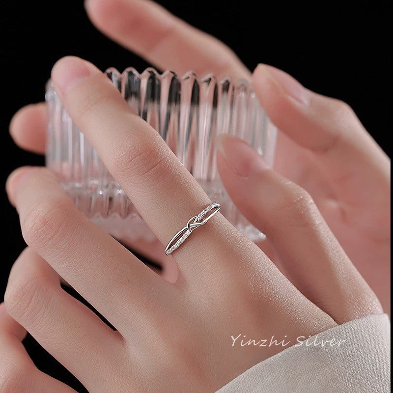 Damen Ring 925 Sterling Silber, leichtes LuxusNischendesign, modisch, verstellb7