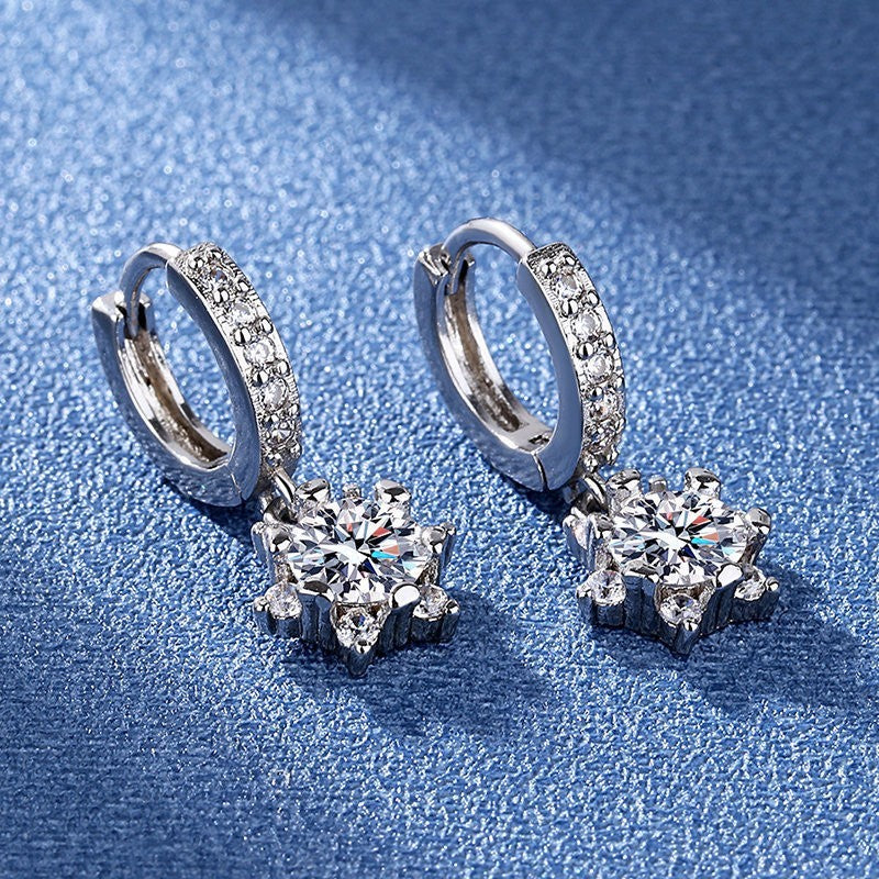 Luxus Ohrringe Creolen Damen AAA Zirkonia mit Weißgold Plated Hochzeit Schmuck9
