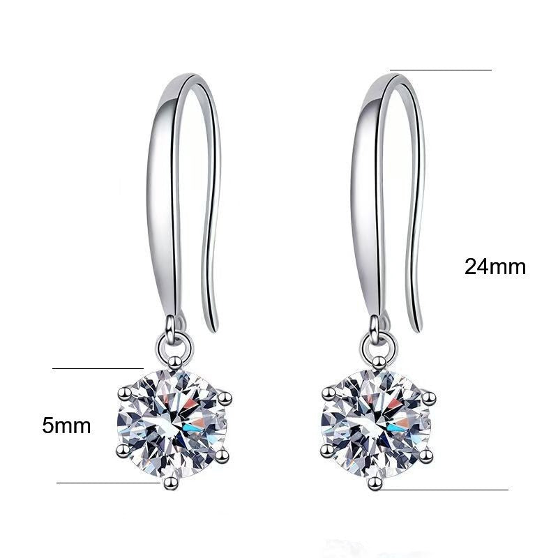 Silber damen Ohrringe Ohrhaken mit sechs Krallen 925S Silber 50 Punkte [Zirkon3