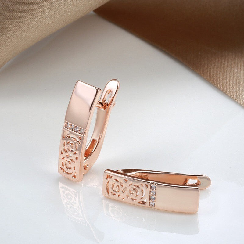 Luxus Ohrringe 585 Rolled Roségold überzogen mit CZ für Damen Geschenk3