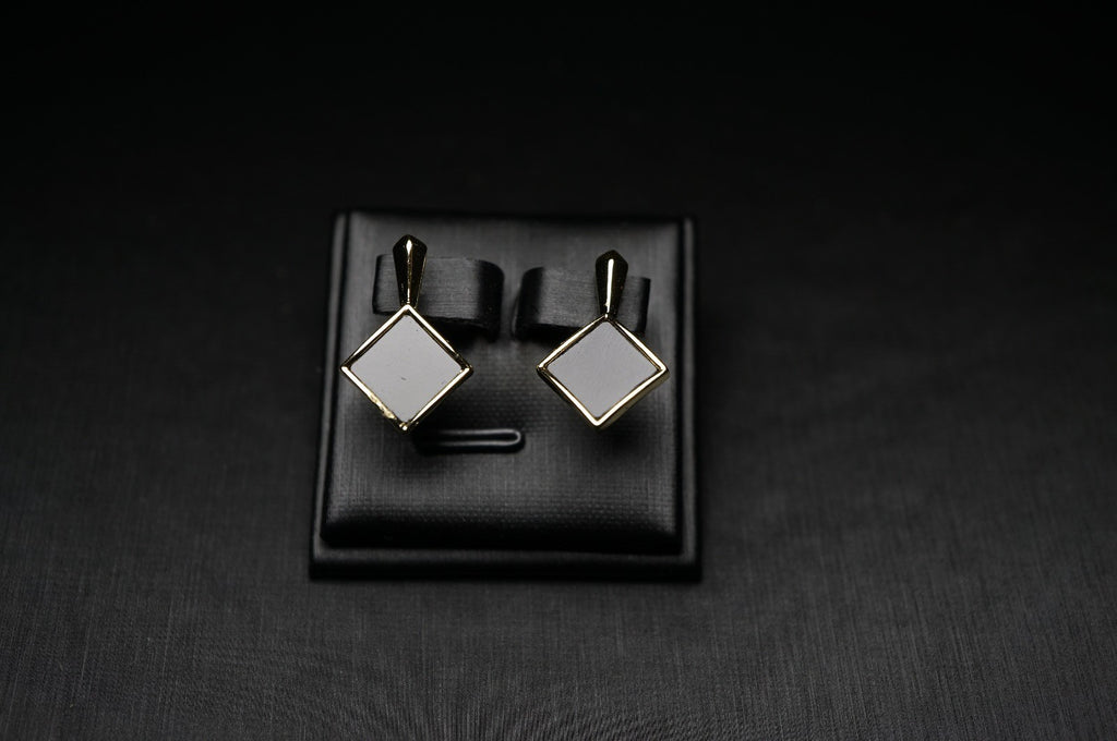 Elegante Damen Gold Ohrringe schwarz emaillierte, rautenförmige Gold (vergoldet)11
