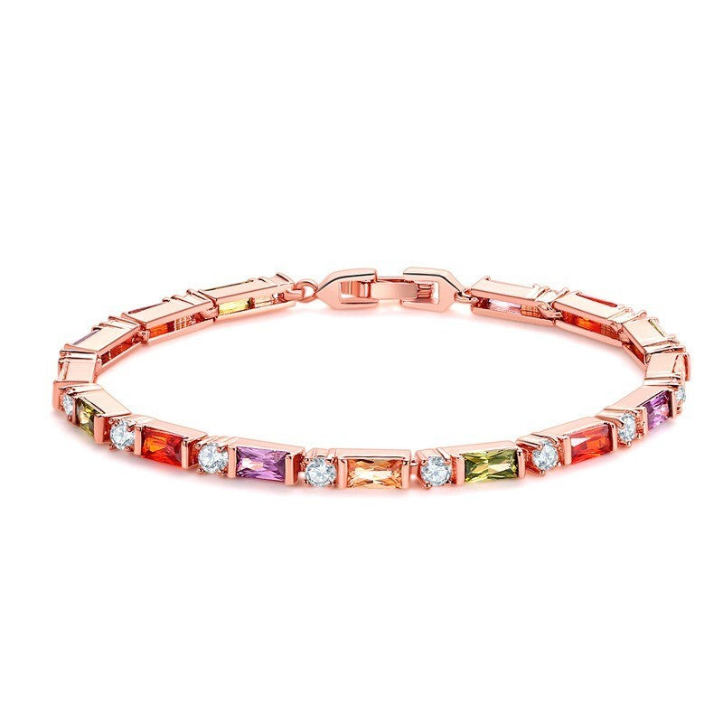Luxus Damen Armband Buntes Zirkon Tennis Armband Modisches und Elegantes Schmuck6