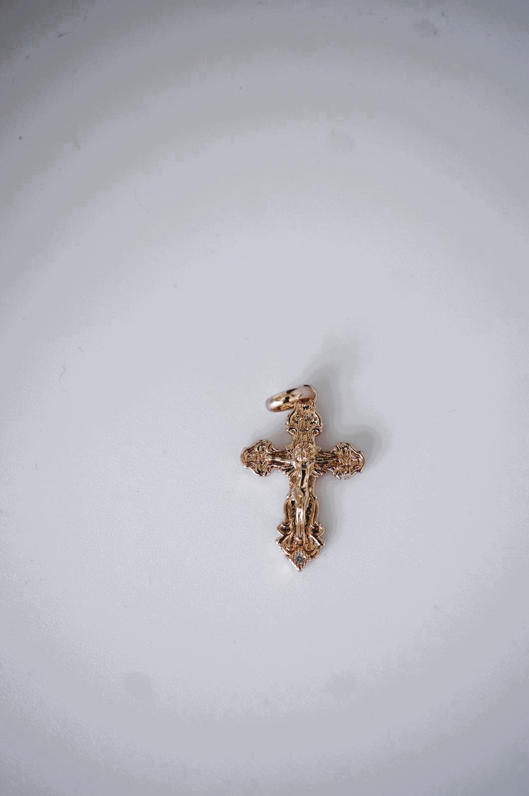 Damen Unisex Katholisches Kreuz Budded Anhänger Rosegold Überzogen ,Schmuck3