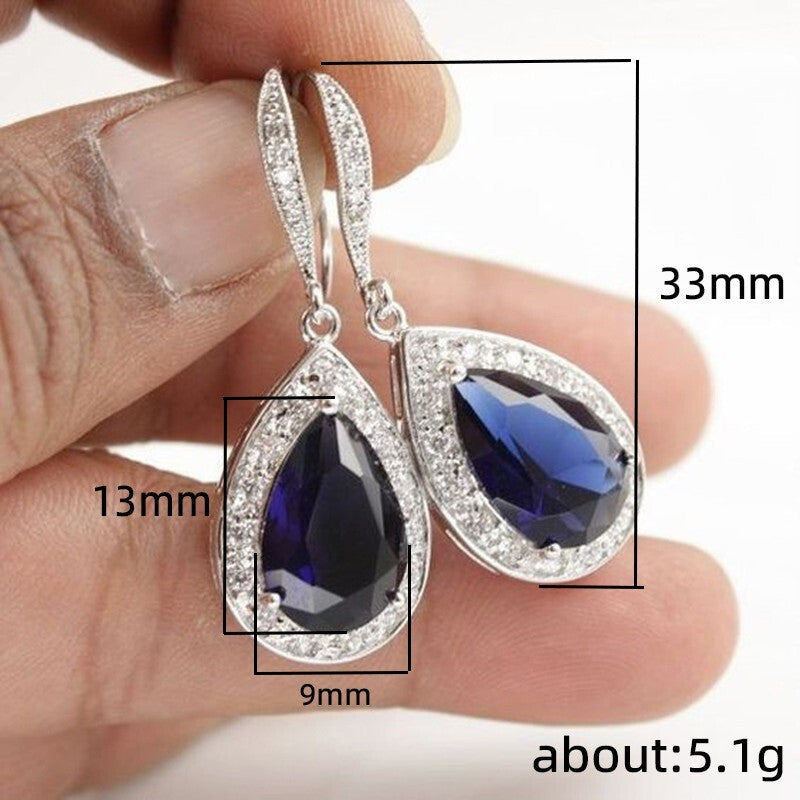 Damen Ohrringe Silber Handel heißer Ohrringe Saphir Tansanit Zirkon Ohrringe8