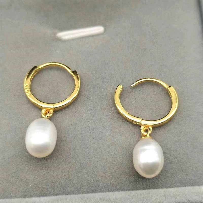 Creole Ohrringe S925S Silber Natürliche Süßwasser Perle Ohrringe1