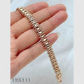 Luxus Damen Armbänder 585RG Naturstein und Kristall Rose Gold 20cm Schmuck0