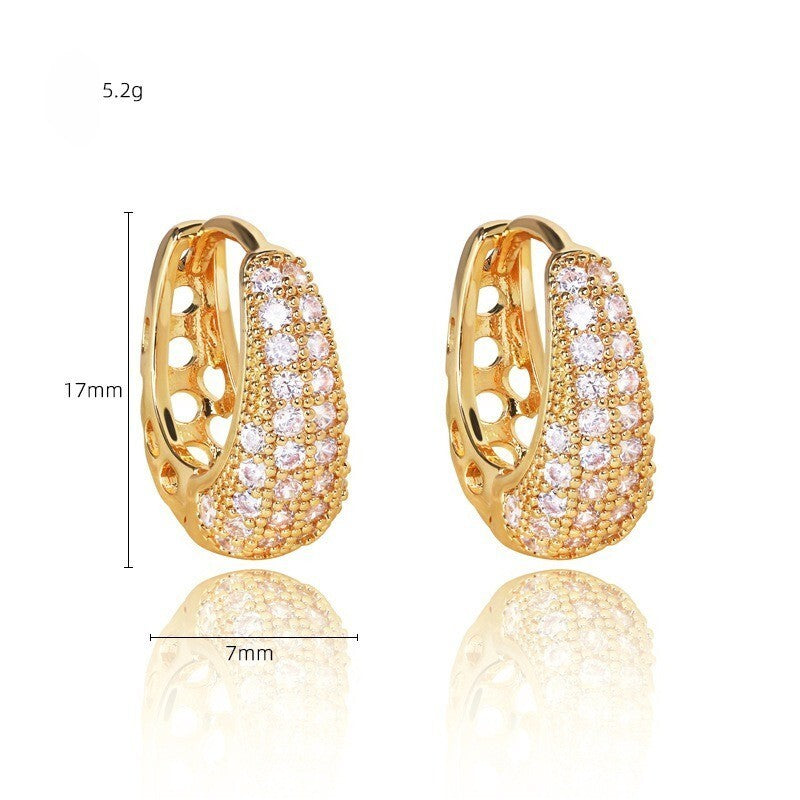 Luxus Damen Ohrringe Creolen Zirkon Galvanisierung mit Echtgold Gold Farbe1