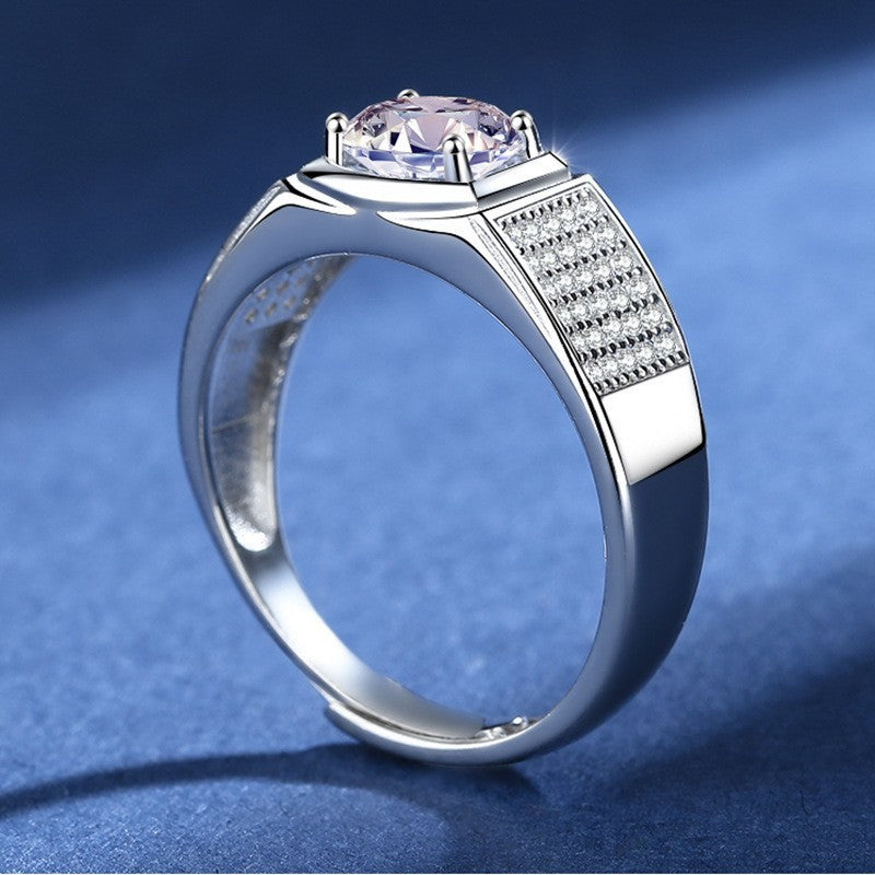 925 Sterling Silber Herren Ring mit 1 Karat Zirkonia, : Klassisch, kraftvoll4