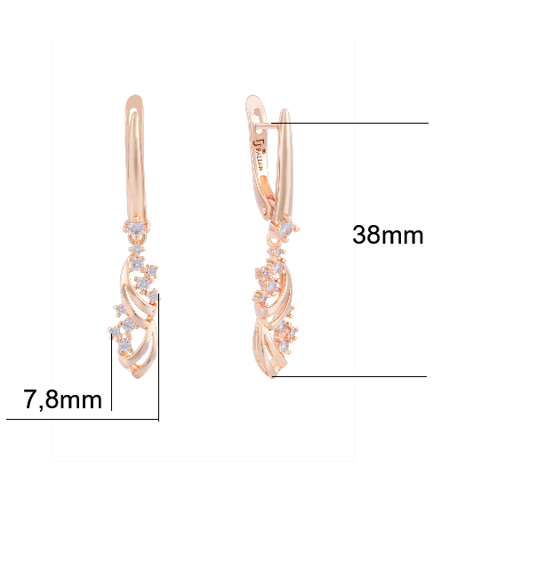 Damen Ohrringe Roségold (vergoldet) geschwungenen floralen ZirkoniaAkzenten – E2