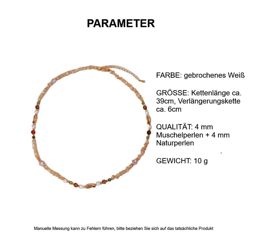 Damen Natürliche runde Perlenkette, leichte LuxusHighEndNische, Französische3