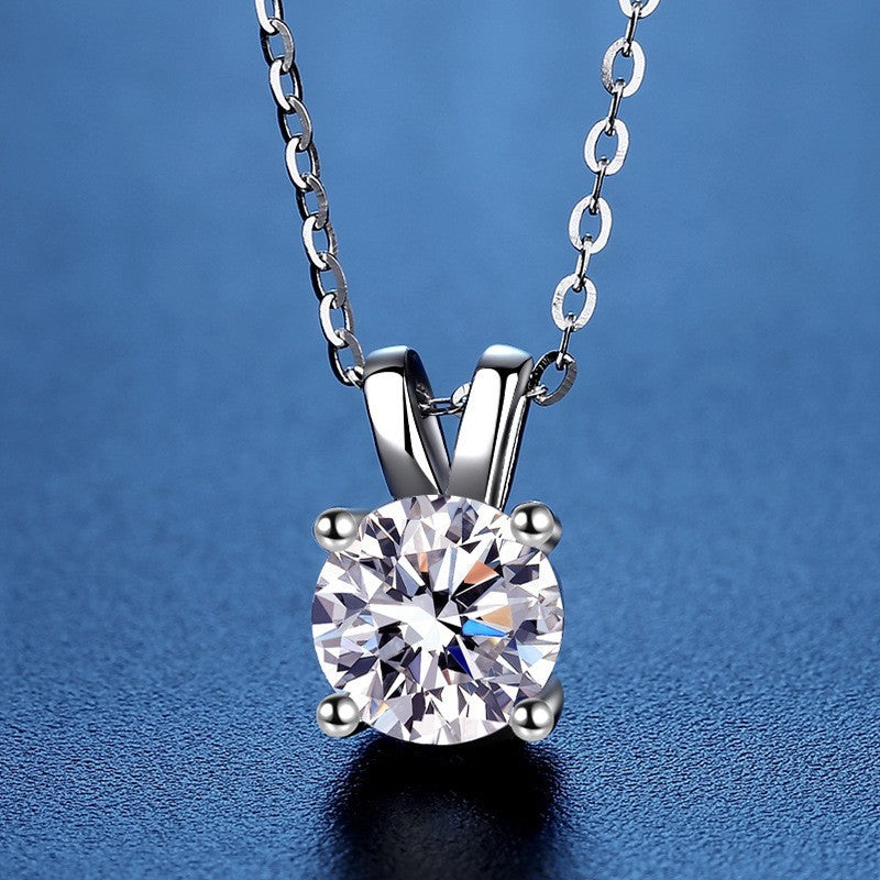 Damen Halskette 925S Silber Vförmiger 1KaratZirkonHasenanhänger, Hochzeitss1
