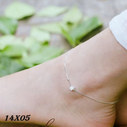 925 Silber Quadrat Kette Fußkettchen für Frauen Schmuck Mädchen Geschenk 22+5c0