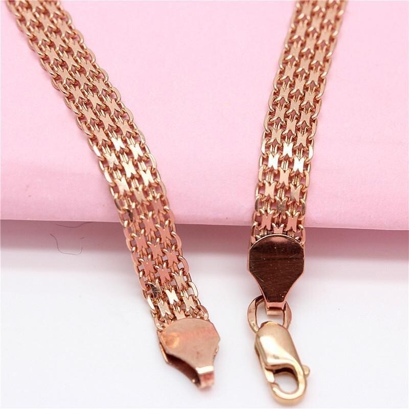 Rose Gold Armkette Massiv 6MM Armband Herren Damen vergoldet armreif3