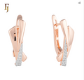 Moderne Ohrringe 585 Rosegold mit weißen Zirkonia-Akzenten Englischer Verschluss0