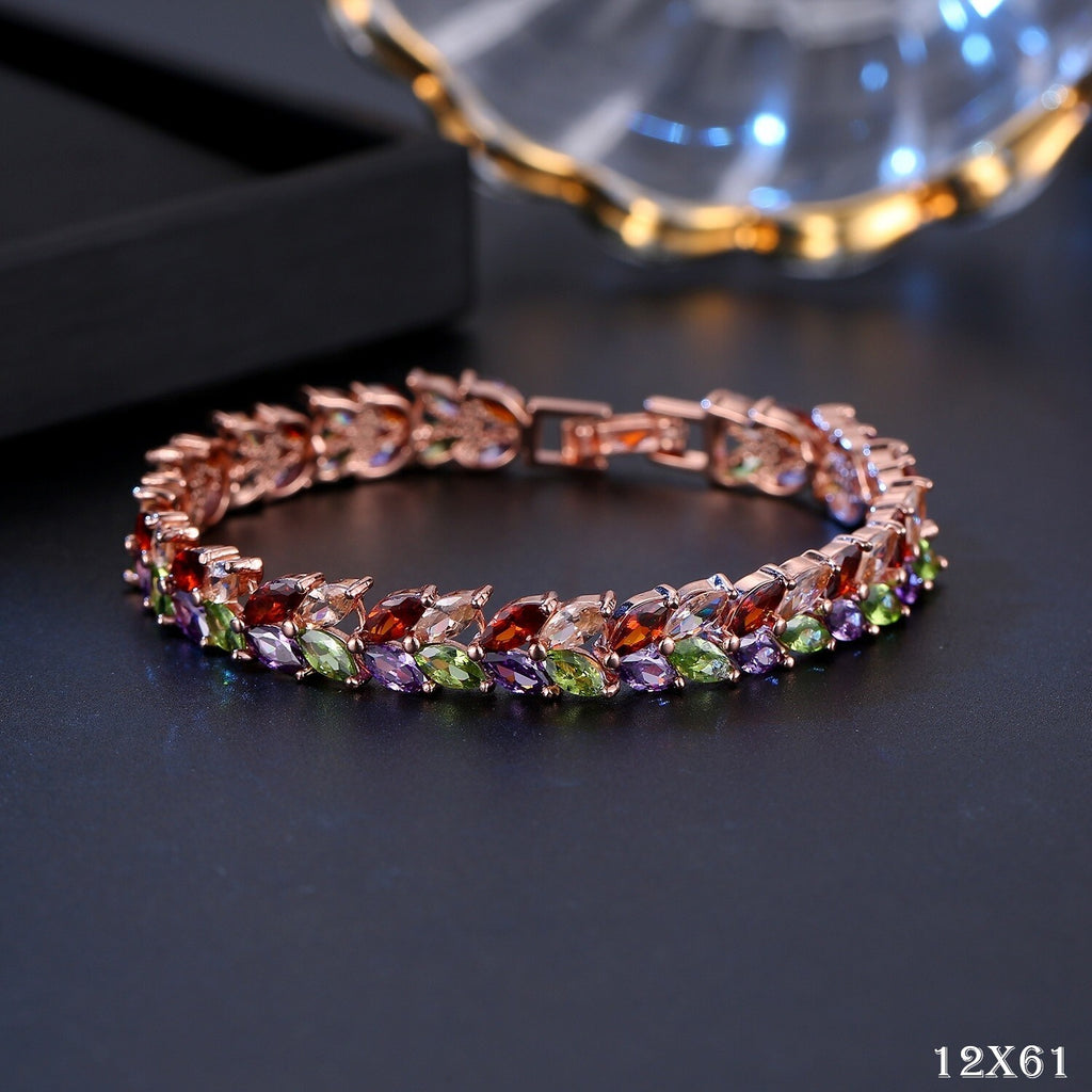 Luxus Damen  Kristall Tennis  Armband Schmetterling   Echt Rose Gold vergoltet0