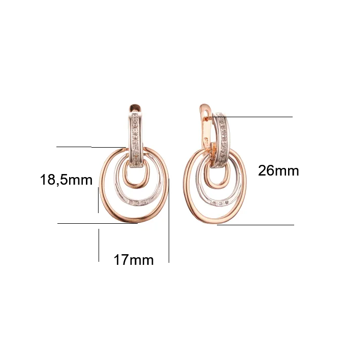 Luxus Damen zweifarbige Ohrringe aus 14-karätigem Roségold hochwertige vergoldet2