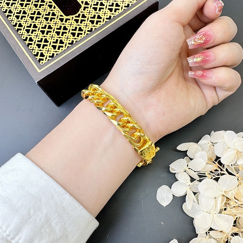 Kubanische Armband Glattes, Flaches Vietnamesisches SandgoldBossArmband, domin3