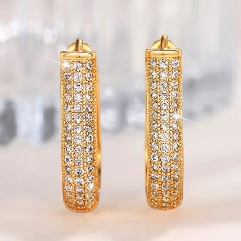 Luxus Ohrringe Creolen Zirkonia Kristallen Gold 14K vergoldet bunt5