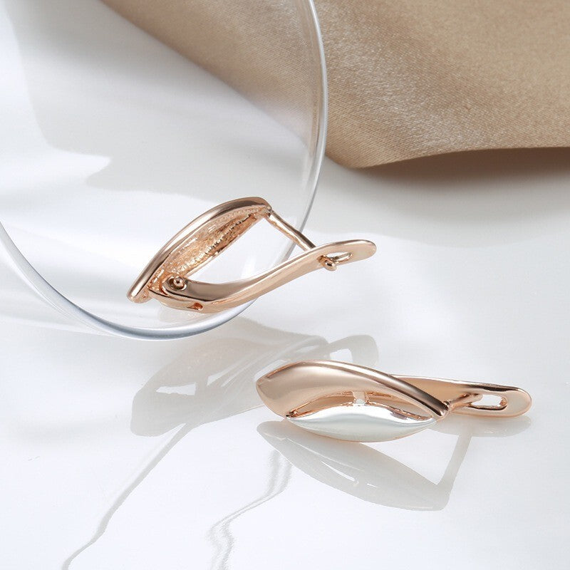 Luxus Damen Ohrringe 585RG Roségold zweifarbig Pfirsichherz Design5