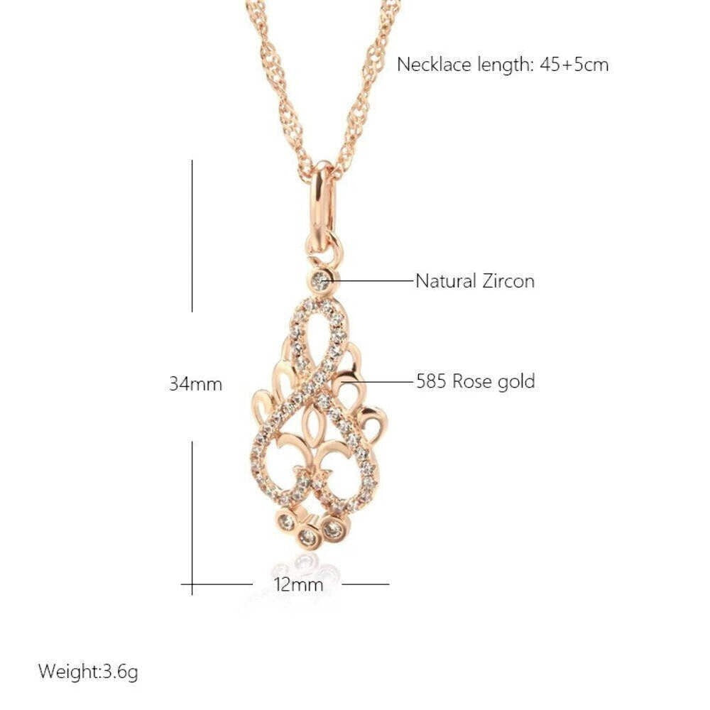 Damen Halskette Blume Anhänger 585er Roségold vergoldet mit Zirkonia1