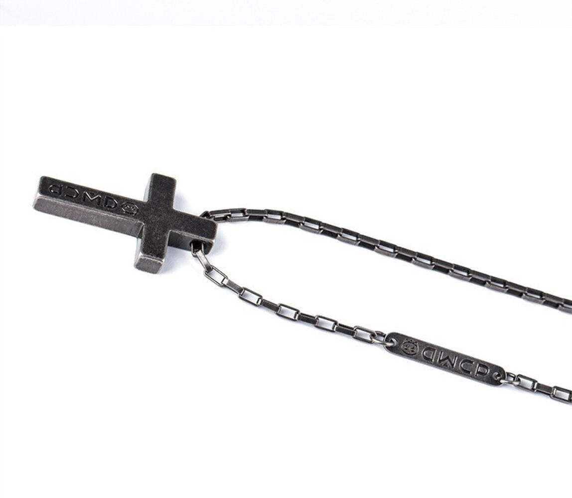 Titanstahl Kreuz Halskette in Retro - Silber Farbe6