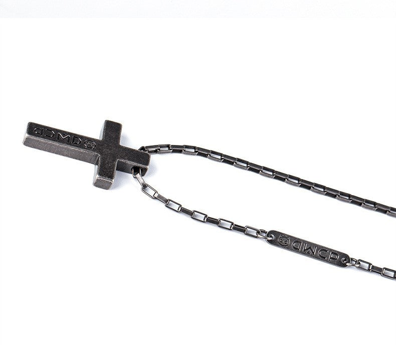 Luxus Titanstahl Kreuz Halskette 70cm Glaube Macht Retro Silber Halskette Männer6