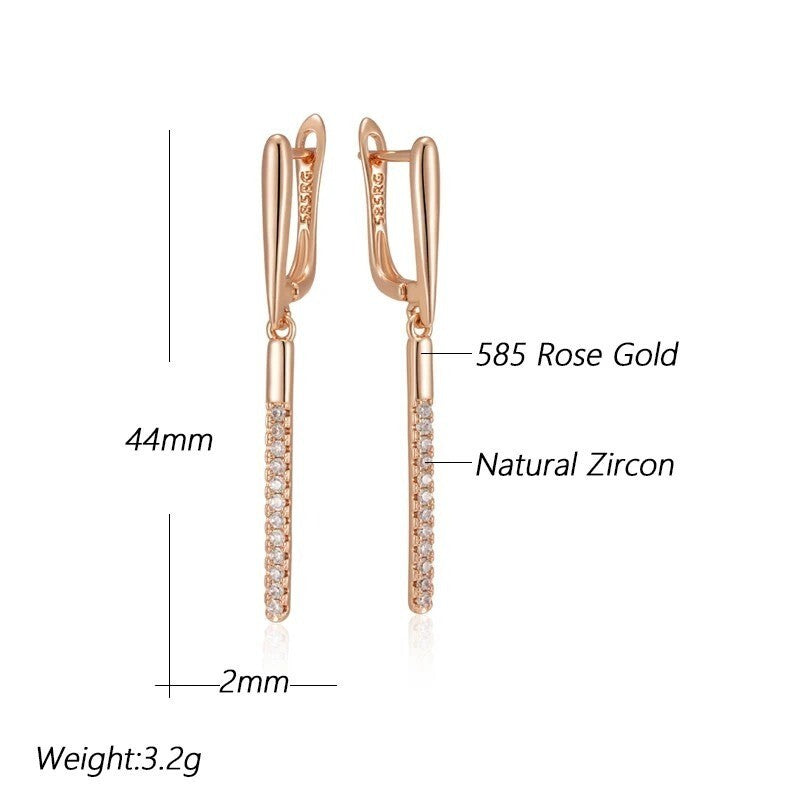 Luxus Damen 585 Roségold Echtgold galvanisierte Ohrringe mikroeingelegte Zirkon3