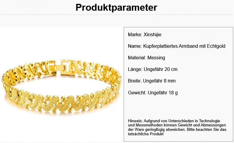 Armband Armreif Gold 24K Damen Herren robuste und farbbeständige Uhrenschließe2