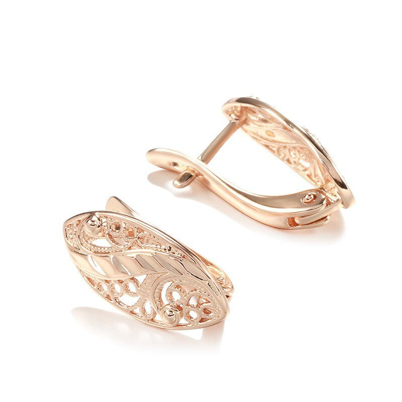 Luxus Damen Ohrringe 585 Rose Gold mit Hohlmuster für Frauen im kalten Stil, Oh1